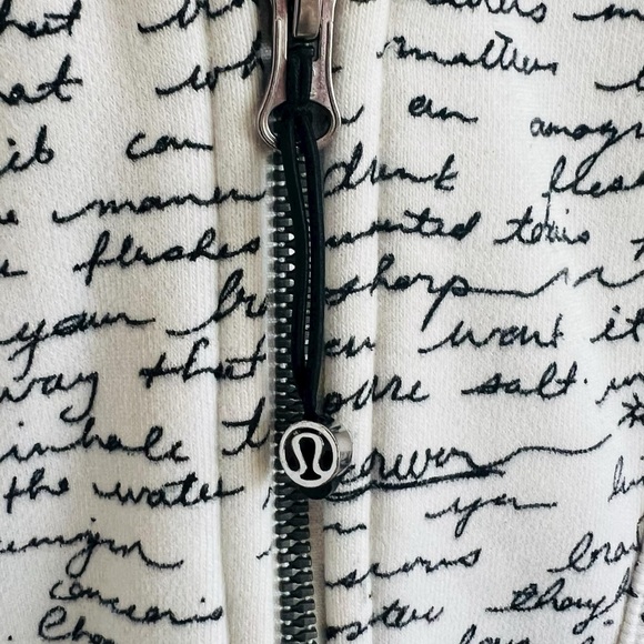 Lululemon Scuba Hoodie II White & Black Manifesto Script Full Zip Jacket - Picture 5 of 9